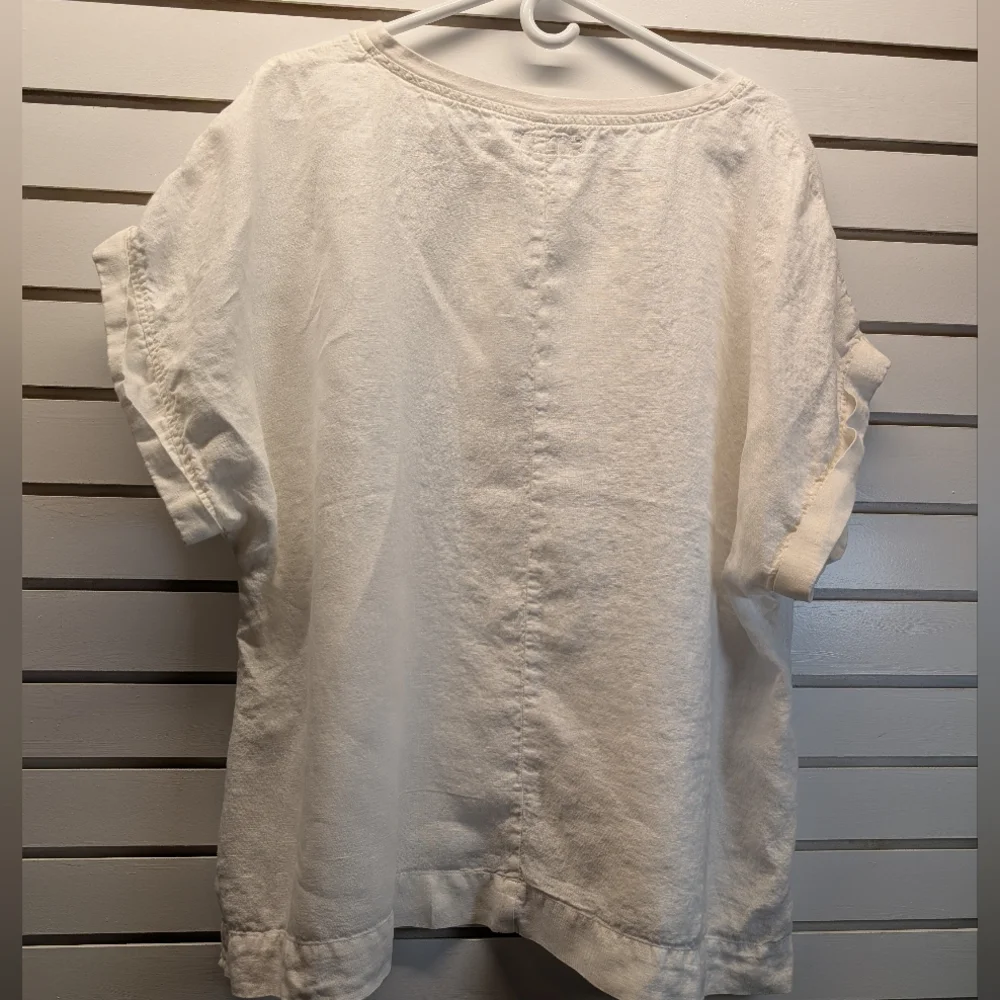 FLAX White Linen Oversized Tunic Top with Cuffed Sleeves Size 2G EUC - Picture 4 of 7